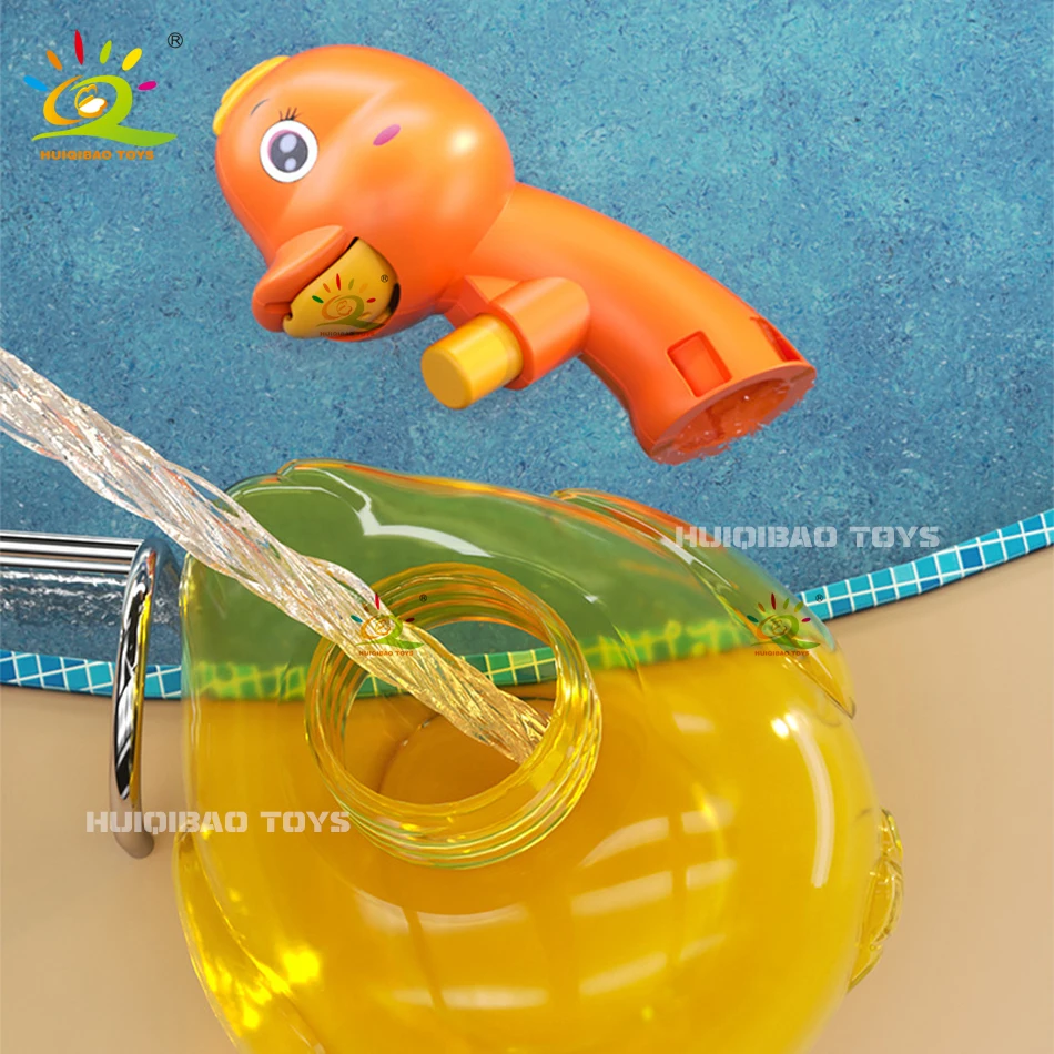 Huiqibao 2025 Leuke Cartoon Handleiding Eend Waterpistool Pistool Schieten Speelgoed Zomer Buiten Spelen Watersport Strand Speelgoed Voor Volwassenen Gift