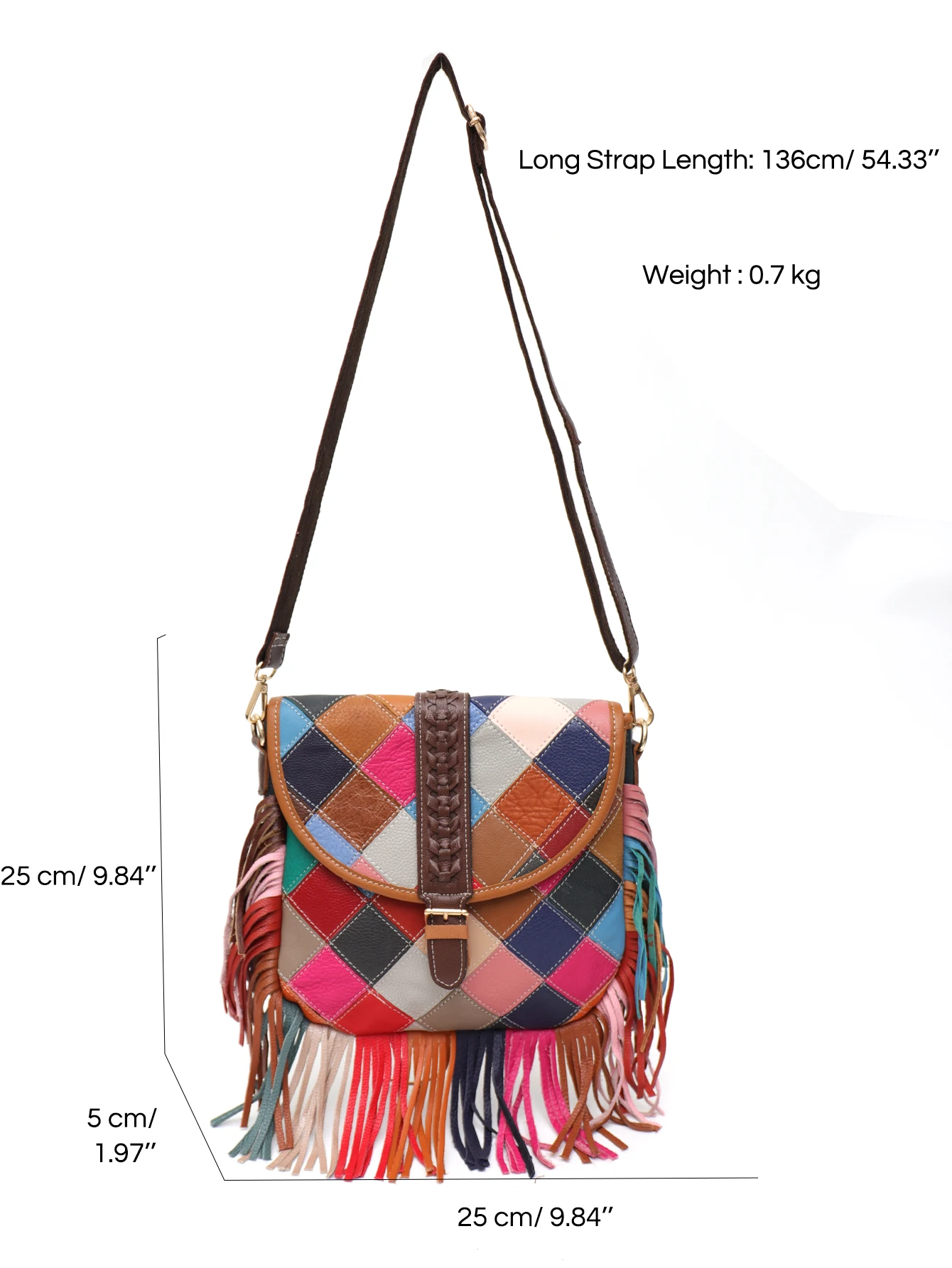 SC Vintage Casual Women Shoulder Handbags Multicolor Leather Patchwork Flap Saddle Bags Tassel Genuine Cow skin Crossbody Purses