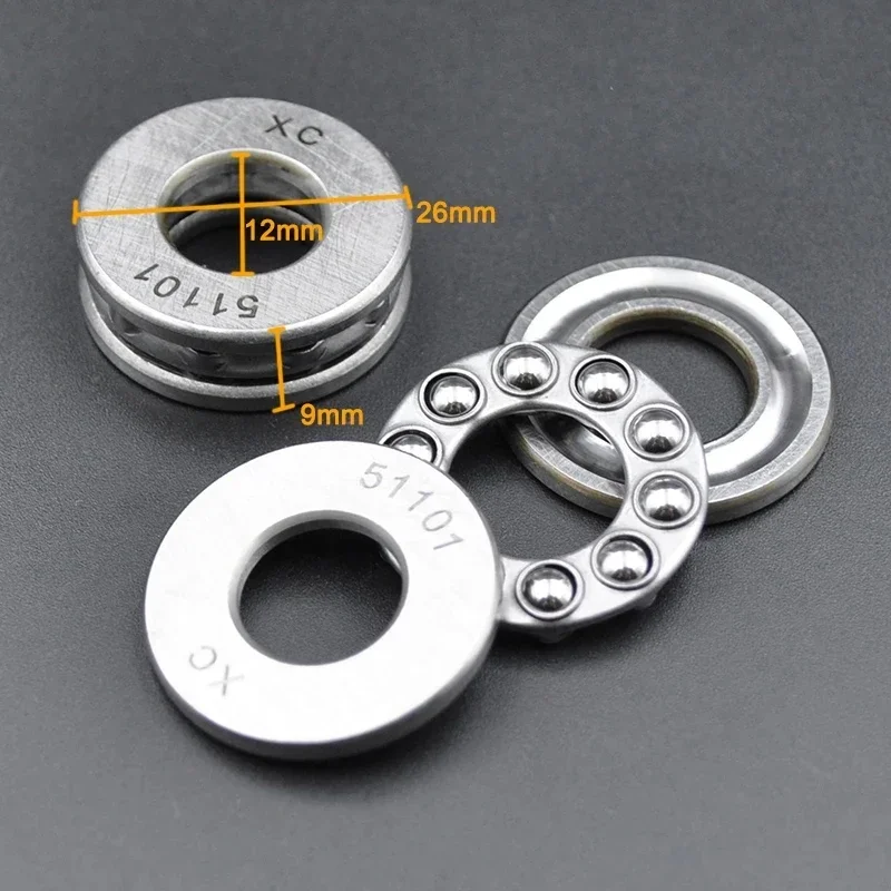 2Pcs Plane Thrust Ball Bearings 51100 51101 51102 51103 51104 51105 One‑Way Axial Load Bearing Steel Bearings