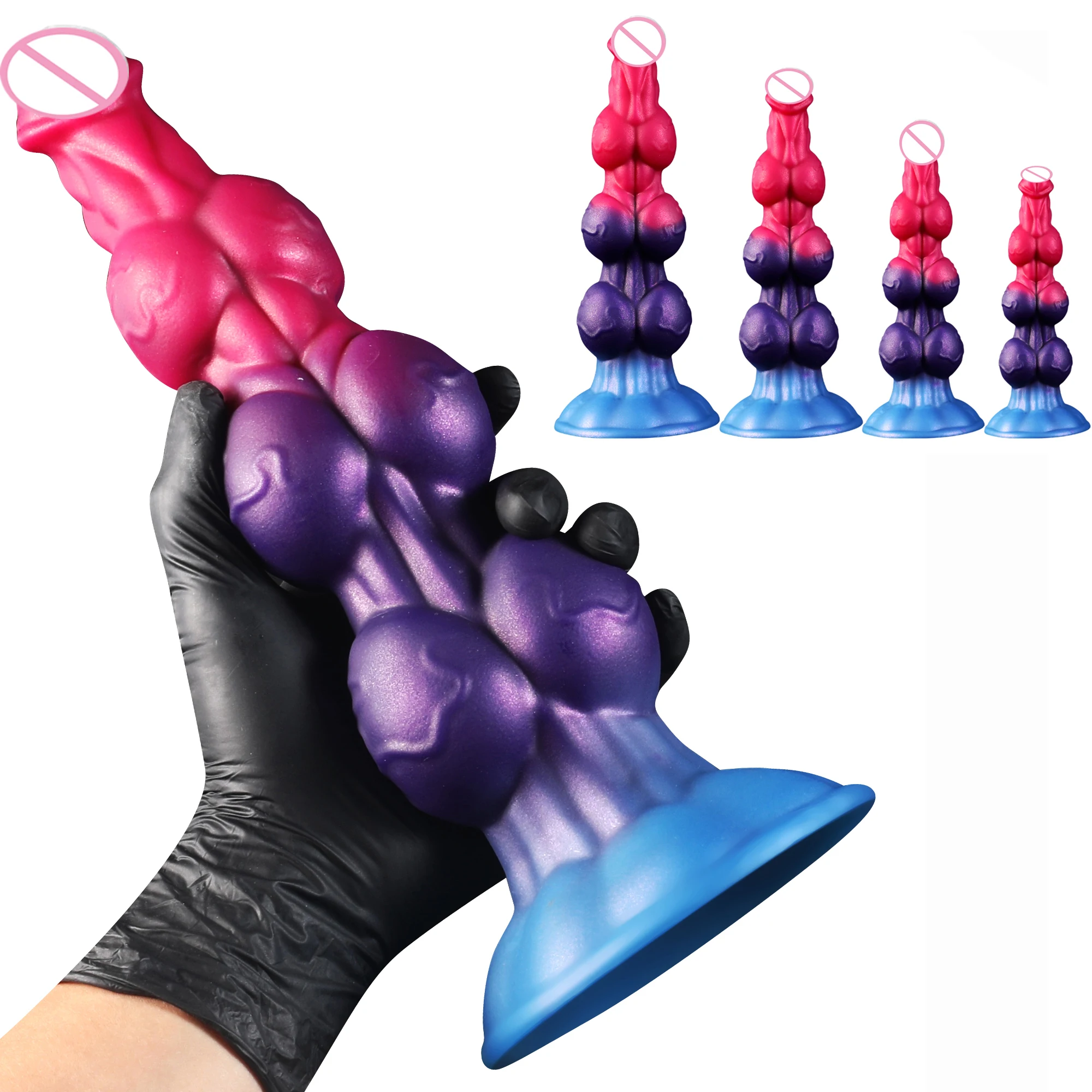 Nuevos consoladores de perro de tres nudos para mujeres y hombres, tapón Anal grande, consolador de monstruo grueso, consolador de fantasía alienígena con falo de Animal enorme, Juguetes sexuales anales