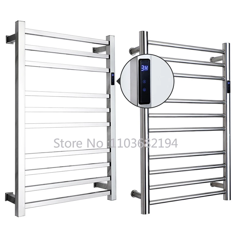 Luxurious Electric Wall Mounted Towel Warmer Rail Heated Rack 304 stainless steel Fashion Square towel warmer for bathroom