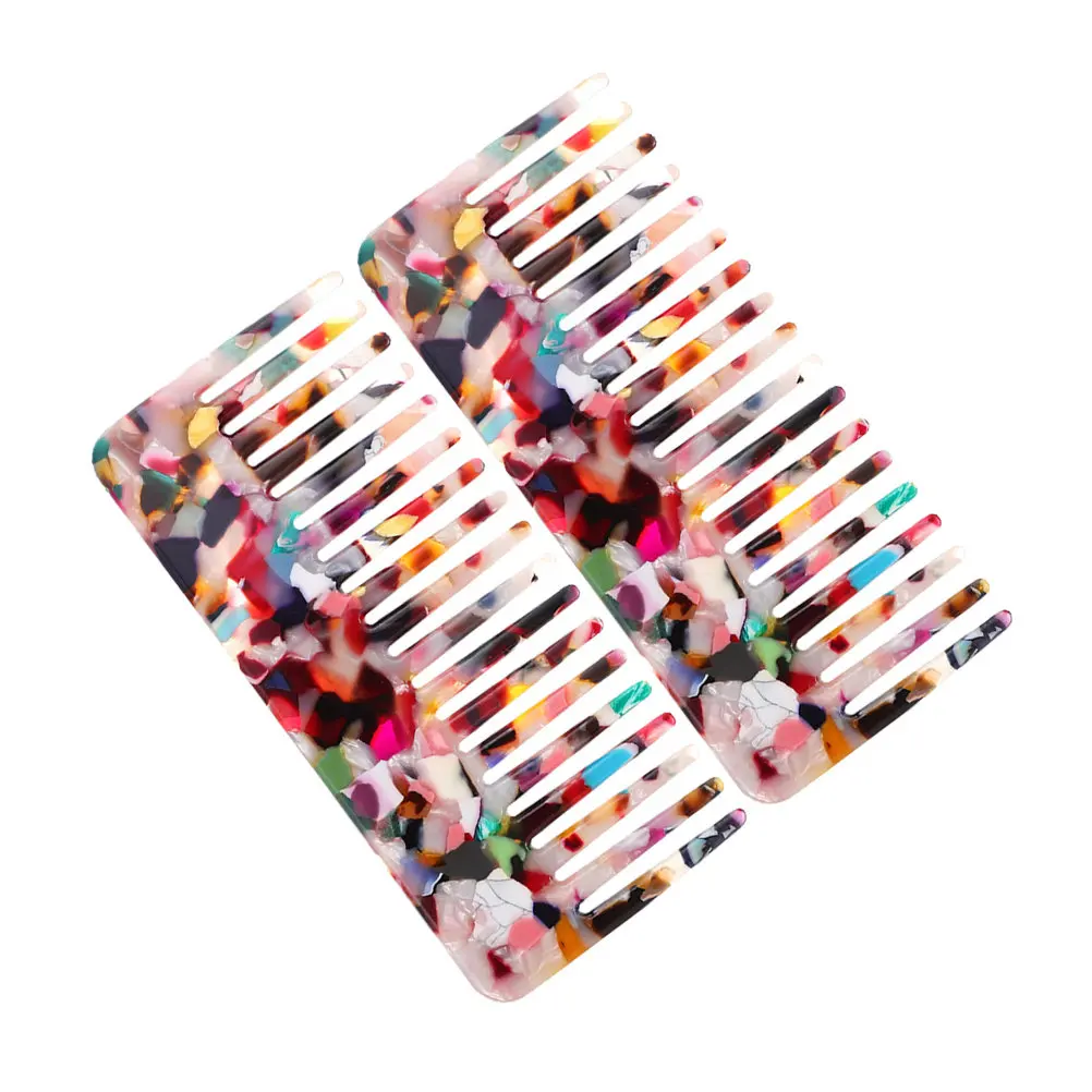 

2Pcs Anti-Static Hair Combs Acetate Sheet Detangling Comb for Curly Wet Hair Styling Travel Compact Cute Design Smooth Frizz