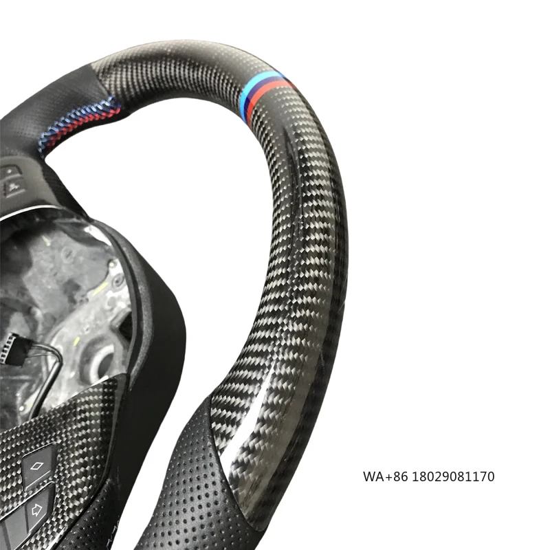 عجلة القيادة من ألياف الكربون الرمادية، جلد مثقوب؛ عجلة قيادة رياضية من ألياف الكربون لـ، E60، E90، E91، E92 E93 #5