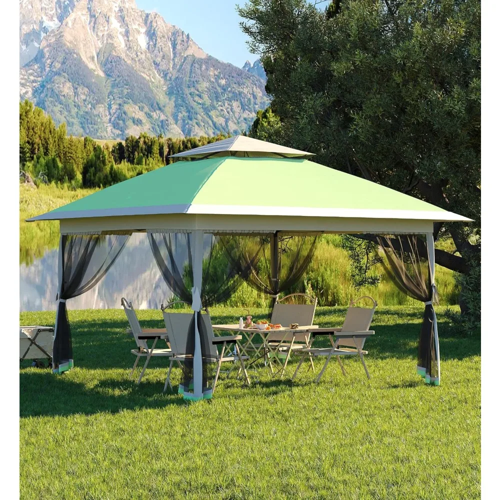 

Outdoor Gazebo for Patio 10'x10' - Heavy Duty Steel Frame Canopy Party Tent Shelter with Double Roofs, Pergola with Mosquito Net