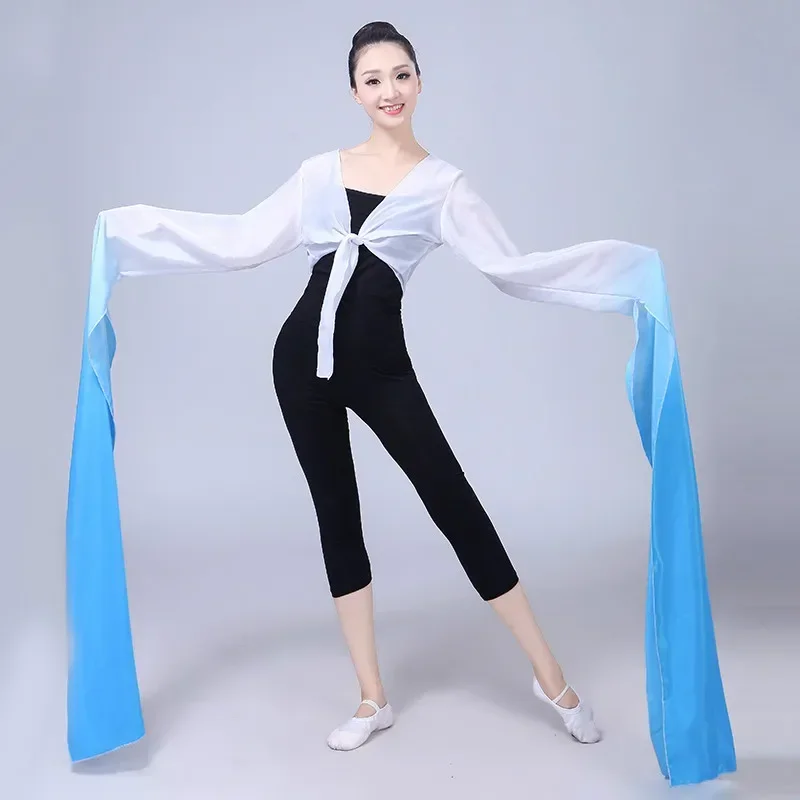 

Chinese Classical Dance National Hanfu Dance Beijing Opera Tibetan Costume Chiffon Water Sleeves Yangko Dance Practice Tops