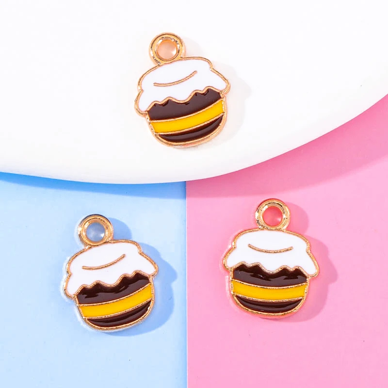 10pcs 11*14mm Enamel Bee Honey Jewelry Making Cute Earrings Pendants Bracelets Necklace Accessories DIY Finding Craft Supplies