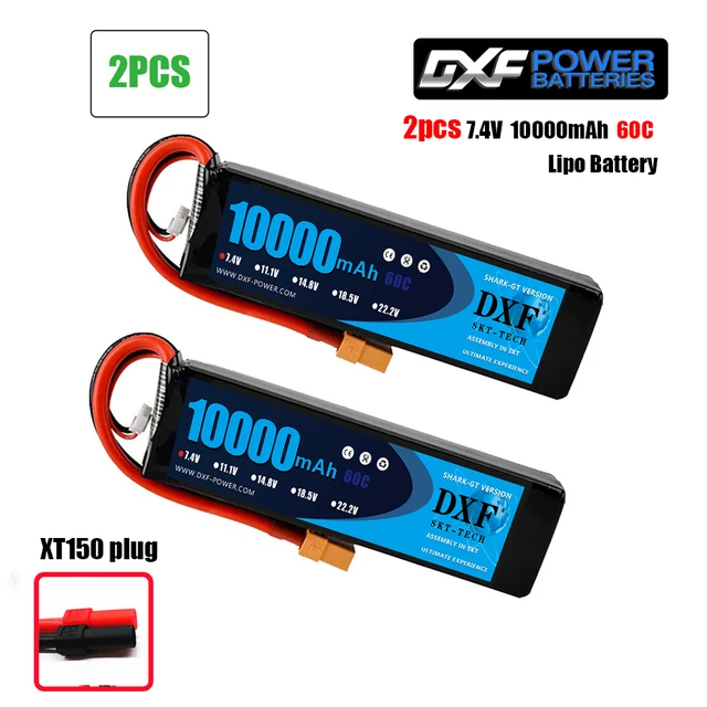 DXF 2PCS 7,4 V 2S 12000mah 10000mah 9300mah Lipo Batterie XT60 für RC Auto Boot lkw Drone FPV Walkera QR X350 Quadcopter Teile