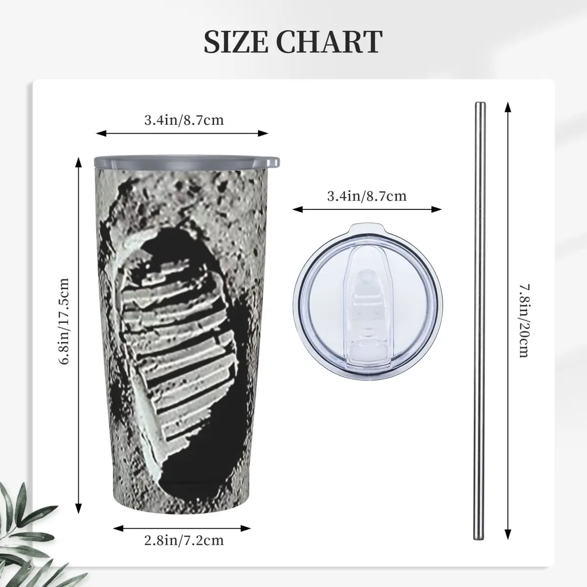 Footprint On The Moon By Buzz Aldrin Apollo Stainless Steel Tumbler Vacuum Insulated Mugs Thermal Cold Cups Straw With Lid 20oz