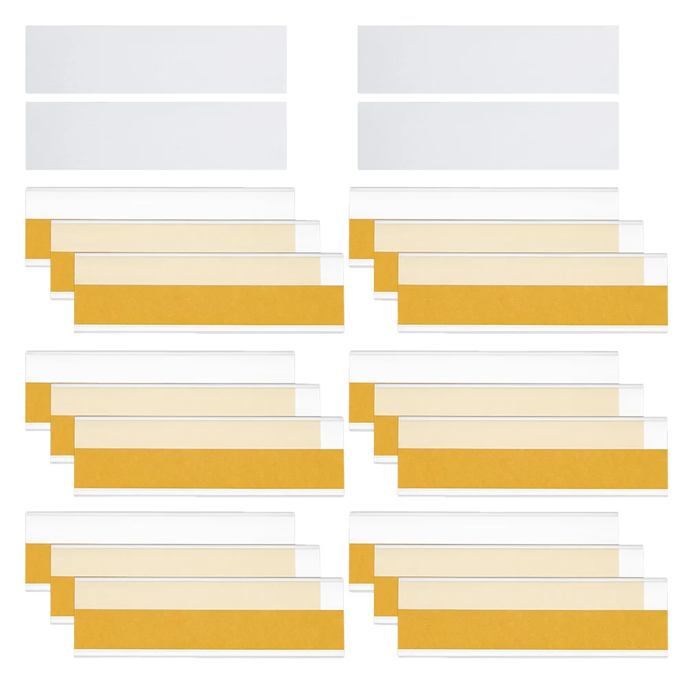 

30Sets Self Adhesive Shelf Label Holders Clear PVC Sign Display for Supermarket Office Classroom Price Tags Organizer