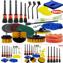 26/17/13/5Pcs Detailing Brush Set Car Cleaning Brushes Power Scrubber Drill Brush For Car Leather Cleaning Tools