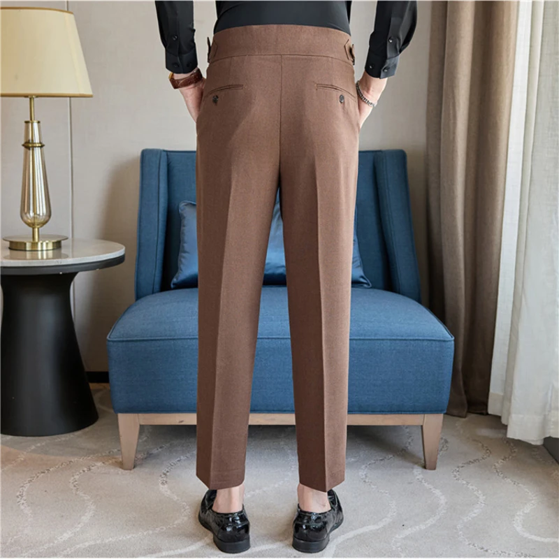 Business Casual Thick Men's Trousers Naples High Waist Casual Pants Elegant High Quality Men's Clothing.