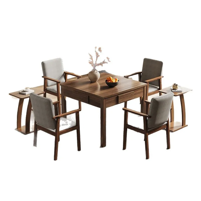 

a household dining table mahjong table integrated dual-purpose new Chinese silent square table