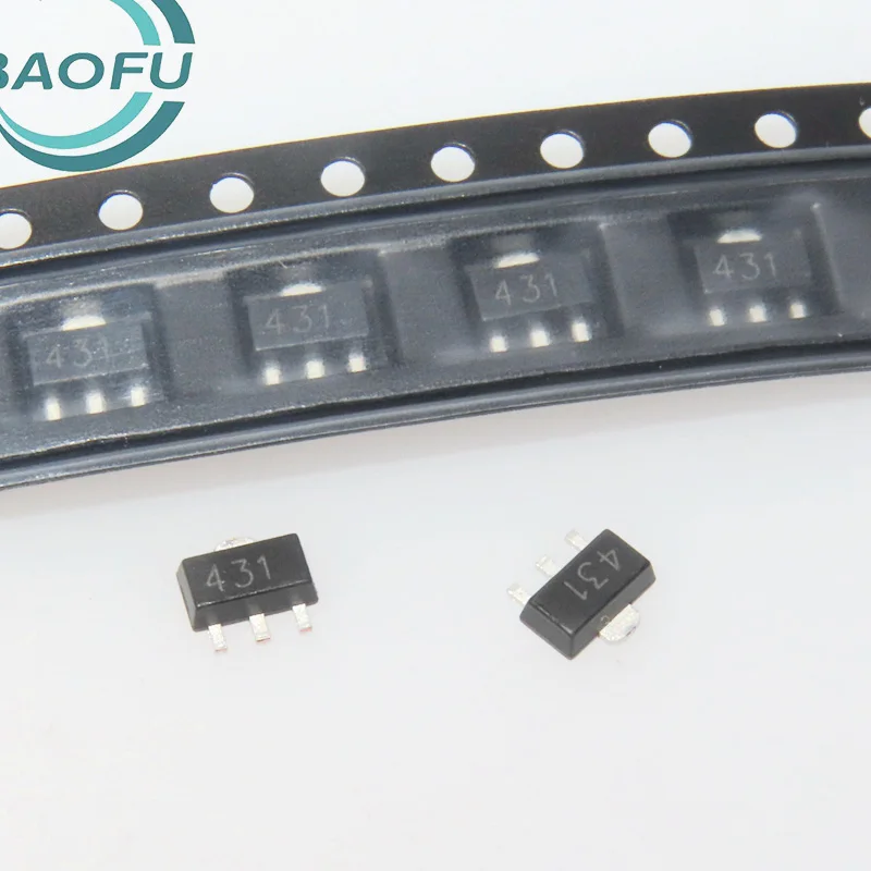 50 Uds nuevo TL431 SOT-89 TL431 TO92 Chip de referencia de voltaje Transistor Zener