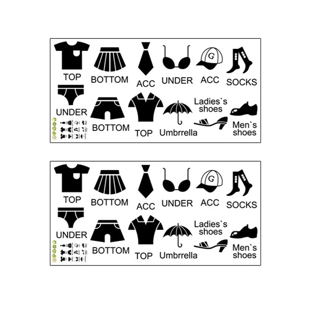 

2Sets Household Clothes Sort Stickers Cost Effective Removable Clothing Category Decals for Bedroom Wardrobe Dresser Storage