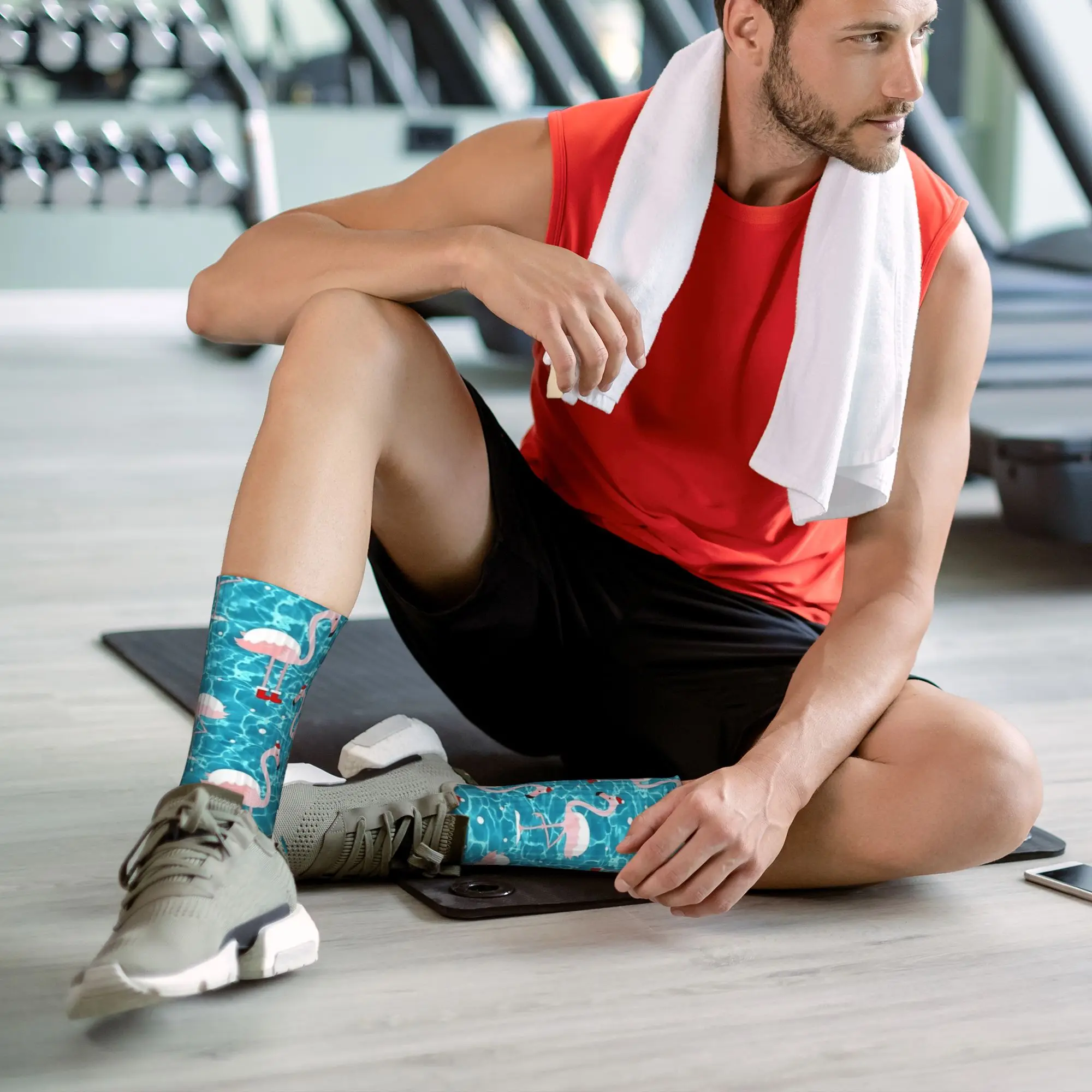 Weihnachten Santa Flamingo Weihnachten Socken Casual Strümpfe Herbst Anti-Slip Erwachsene Männer Socken Atmungsaktive Grafik Outdoor Sport Socken