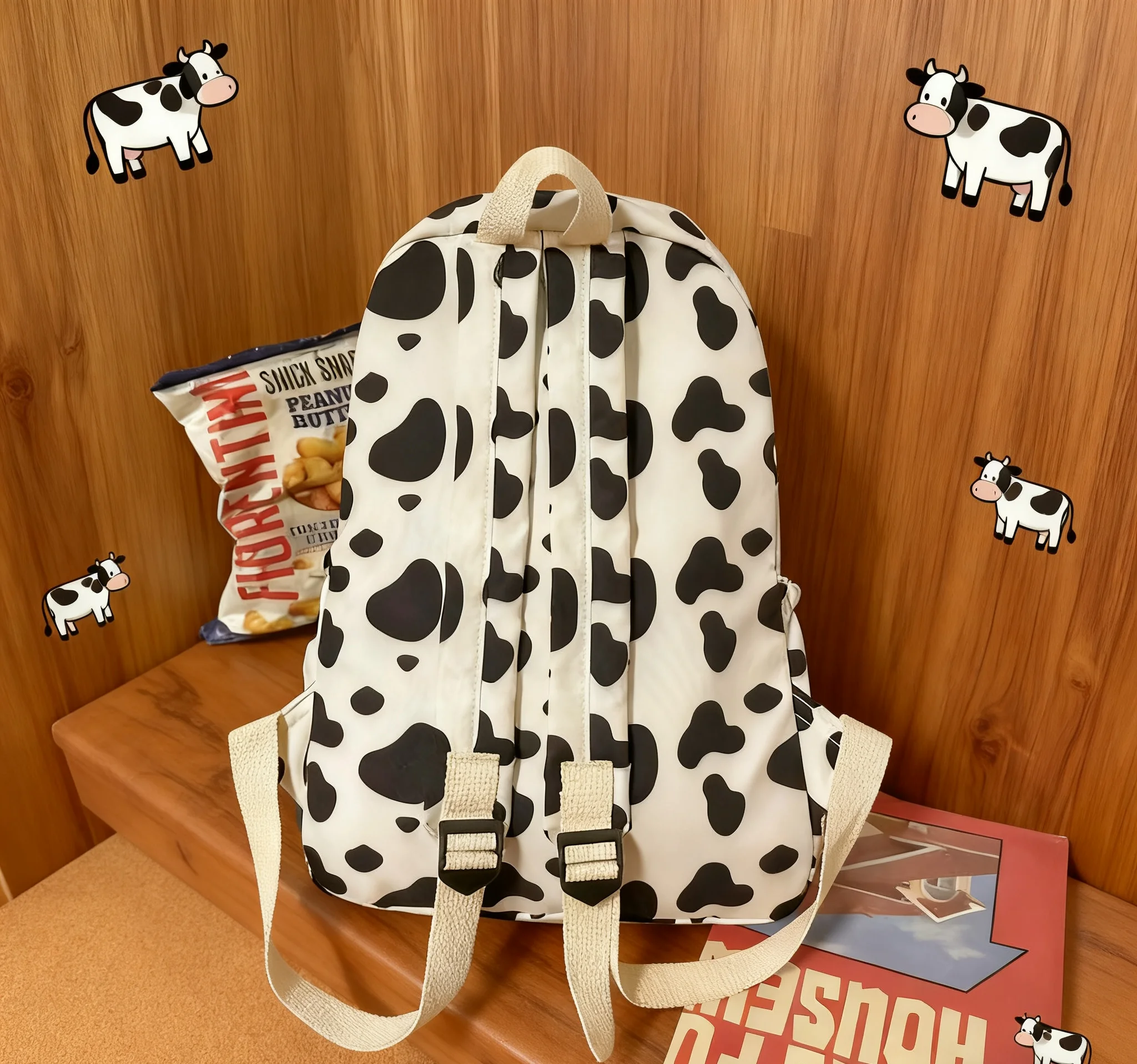 Mochila de moda para niños de alta calidad, bolso escolar con estampado de vaca para niño y niña, estilo Boutique al aire libre para adolescentes