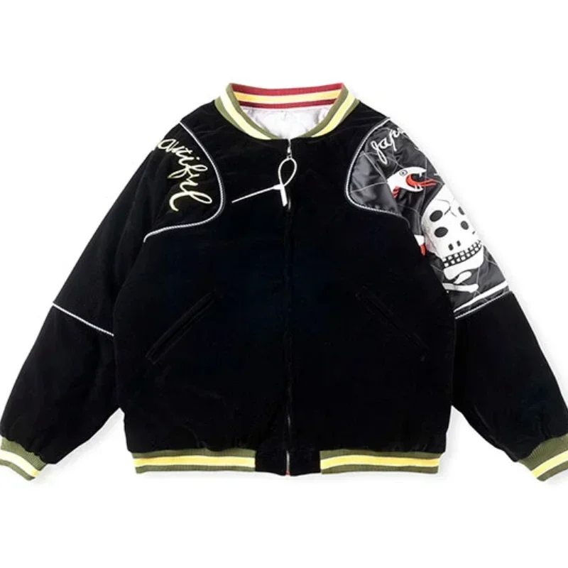 24ss Oversized KAPITAL Jackets Embroidery Men Women 1:1 Best Quality Black Velvet Flight Jackets