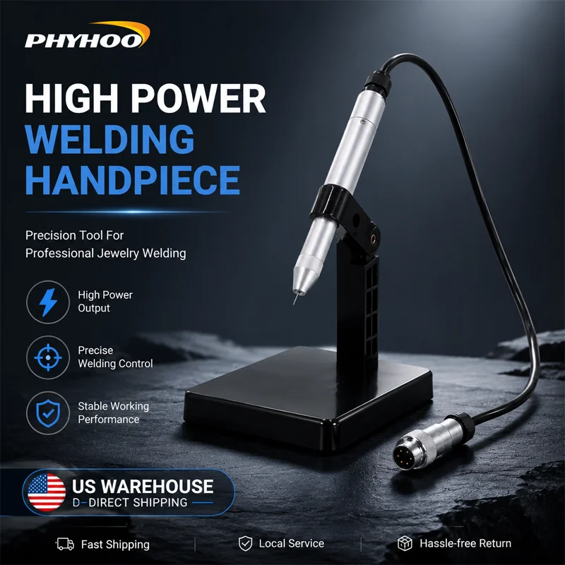 PHYHOO High Power Welding Handpiece Jewelry Spot Welder Pen Precision Tool With Stand GoldSilver Repair US Warehouse ShippingPro