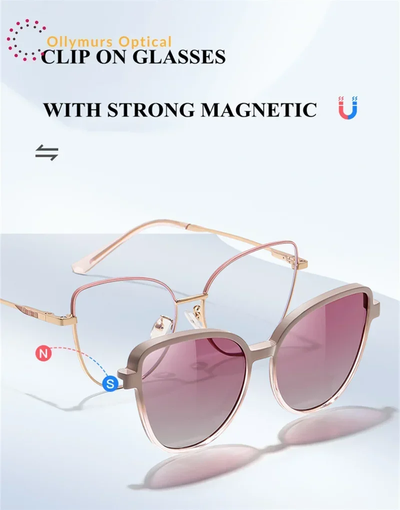 

Очки-клипсы Cat Eye Ollymurs, женские модные стильные солнцезащитные очки с защитой от ультрафиолета UV 400 для женщин, прозрачные линзы