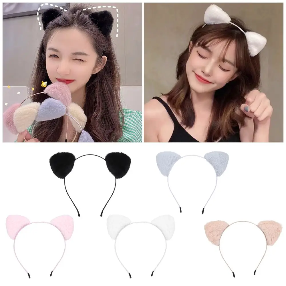 

Women Girls Anime Cosplay Plush Face Wash Cute Cat Ears Headband Hair Band Hair Accessories Hair Hoop