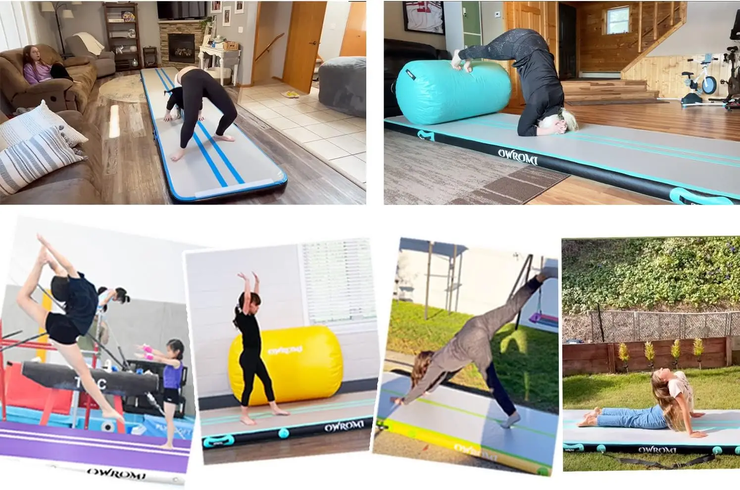 Inflatable Air Gymnastics Mats for Tumbling, 10ft/13ft/16ft/20ft Tumble Track Tumbling Mats for Kids, 4/8 Inches Thick