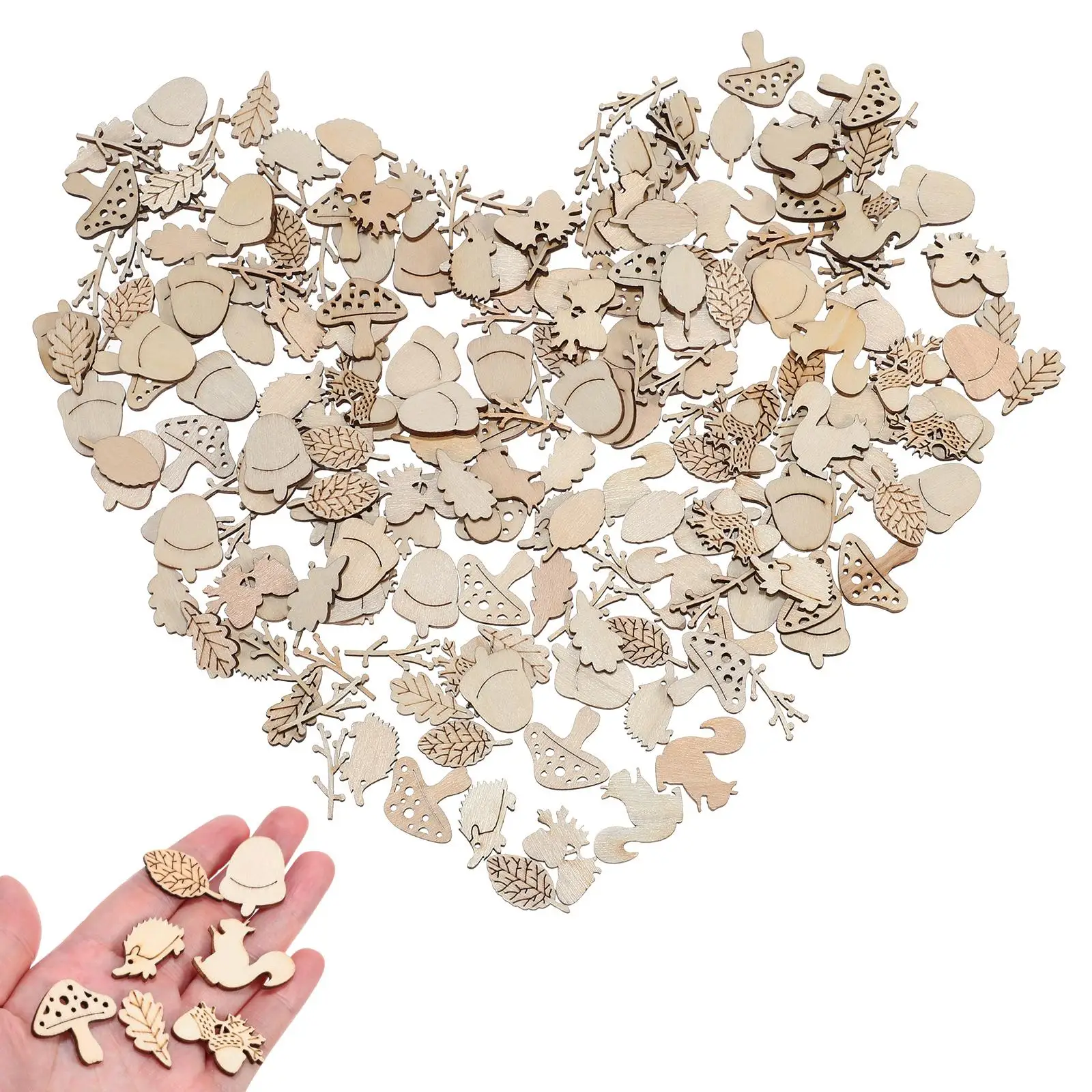 

200 Pcs Round Baby Crafts Timber Wooden Christmas Unfinished Animals Cutouts DIY Hanging