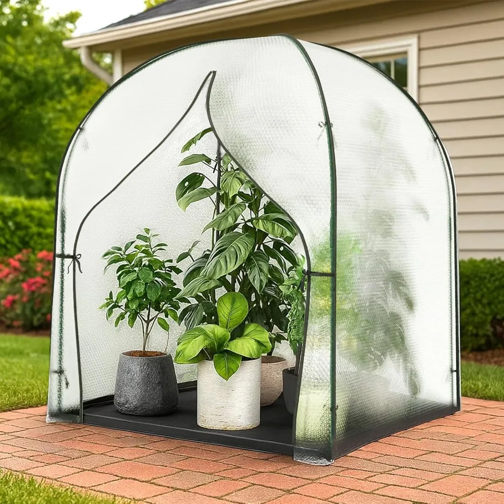 

Portable Greenhouse for Outdoors, Green House Tent with Durable Bubble Film Cover and Zippered Door,Walk-in Mini Green House.