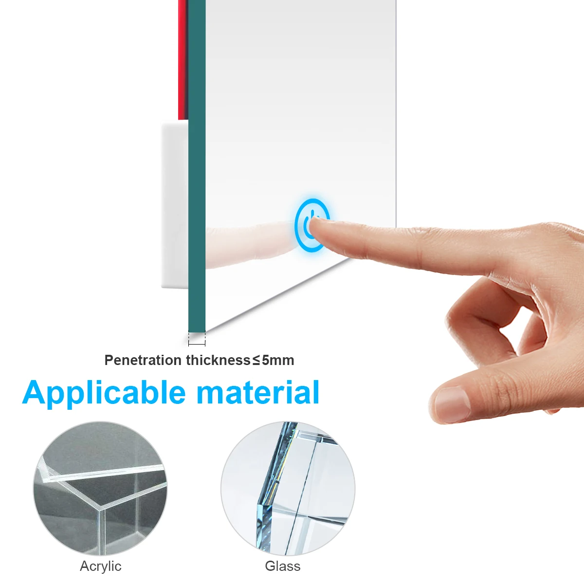 Dimmable Home Lighting Touch Switch 12V Bathroom Smart Mirror Touch Sensor Control Switch  CCT Adjustable Work With 1-5mm Glass
