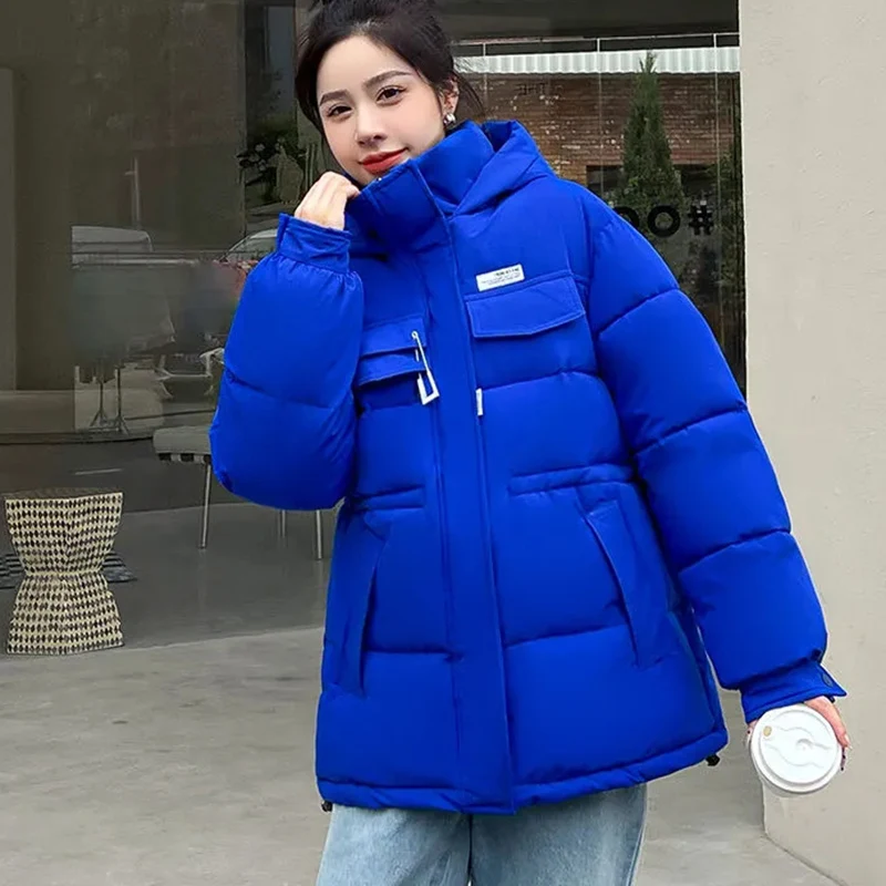 女性用特大パッド入りキルティングダウンジャケット、カジュアルフード付きパーカー、コットンジャケット、厚手、寒冷、暖かい、冬のアウターウェア