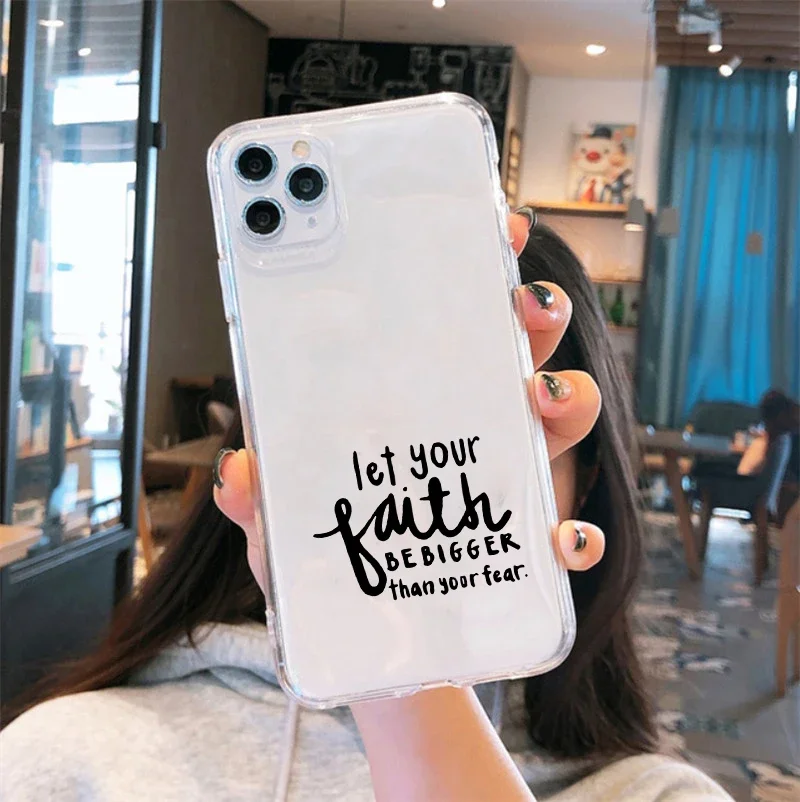 JAMULAR Faith Christian Religious Jesus Clear Phone Case For iPhone 15 14 13 12 11 Pro XS MAX 7 XR SE Plus Soft TPU Cover Fundas