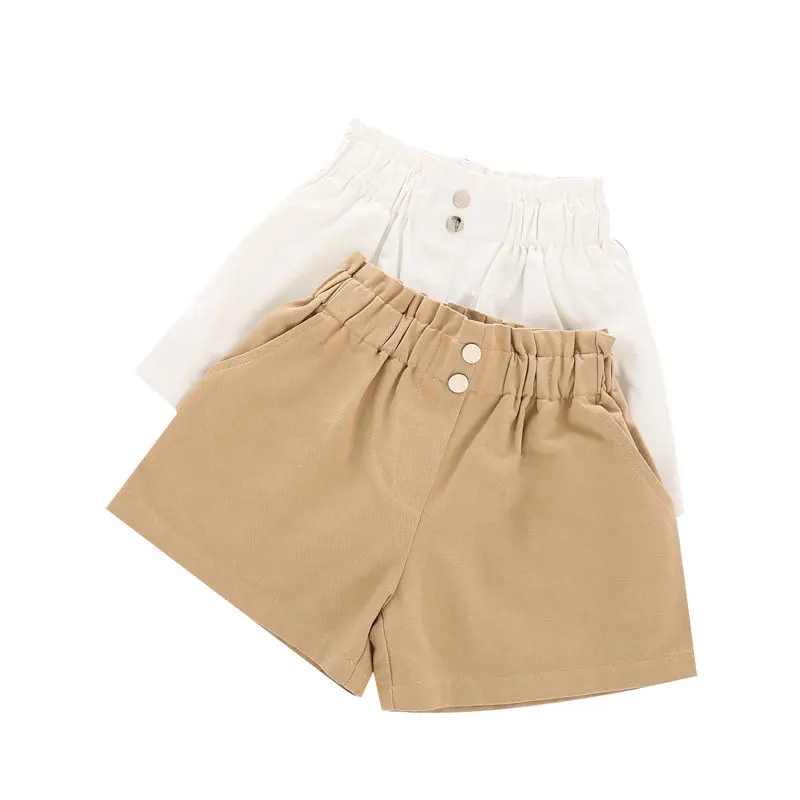 Big Girls White Khaki Color Short Jeans Kids Elastic Waist Shorts Pants Teenager Summer Casual Short Pants 5 7 9 11 11 Years Old