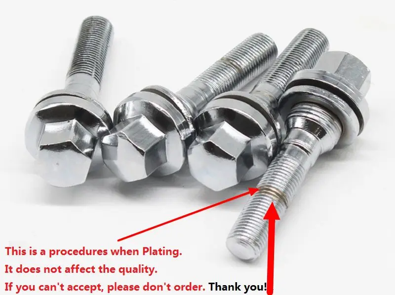 4 PCS M12 x 1.25 ALLOY Bolt WHEEL EXTRA LONG THREAD BOLTS FLAT SEAT WASHER For Peugeot 206 307 308 407 408