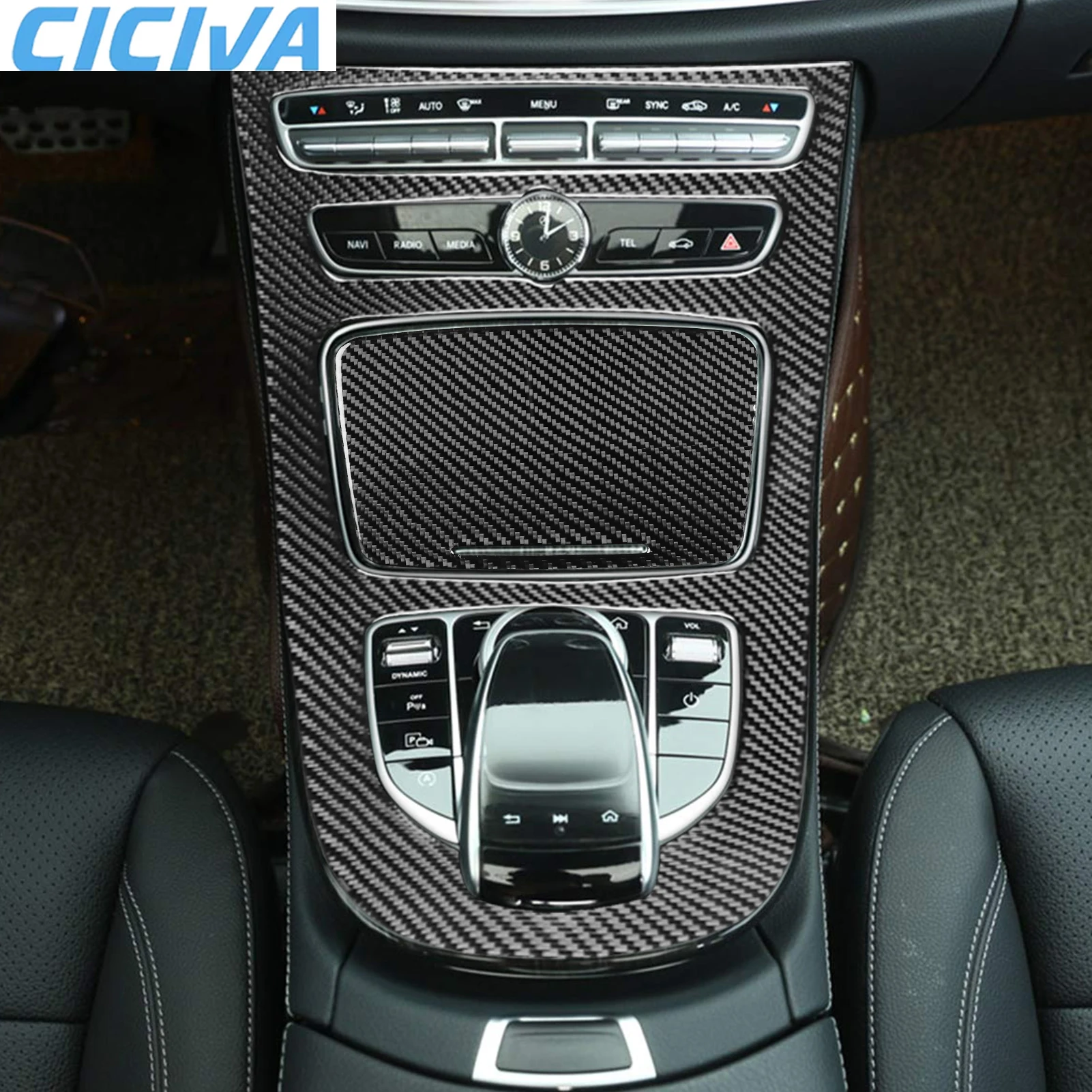 

For Mercedes Benz E Class W213 2016-2022 Carbon Fiber Gear Shift Center Console Set Cover Sticker Interior Car Accessories Trim