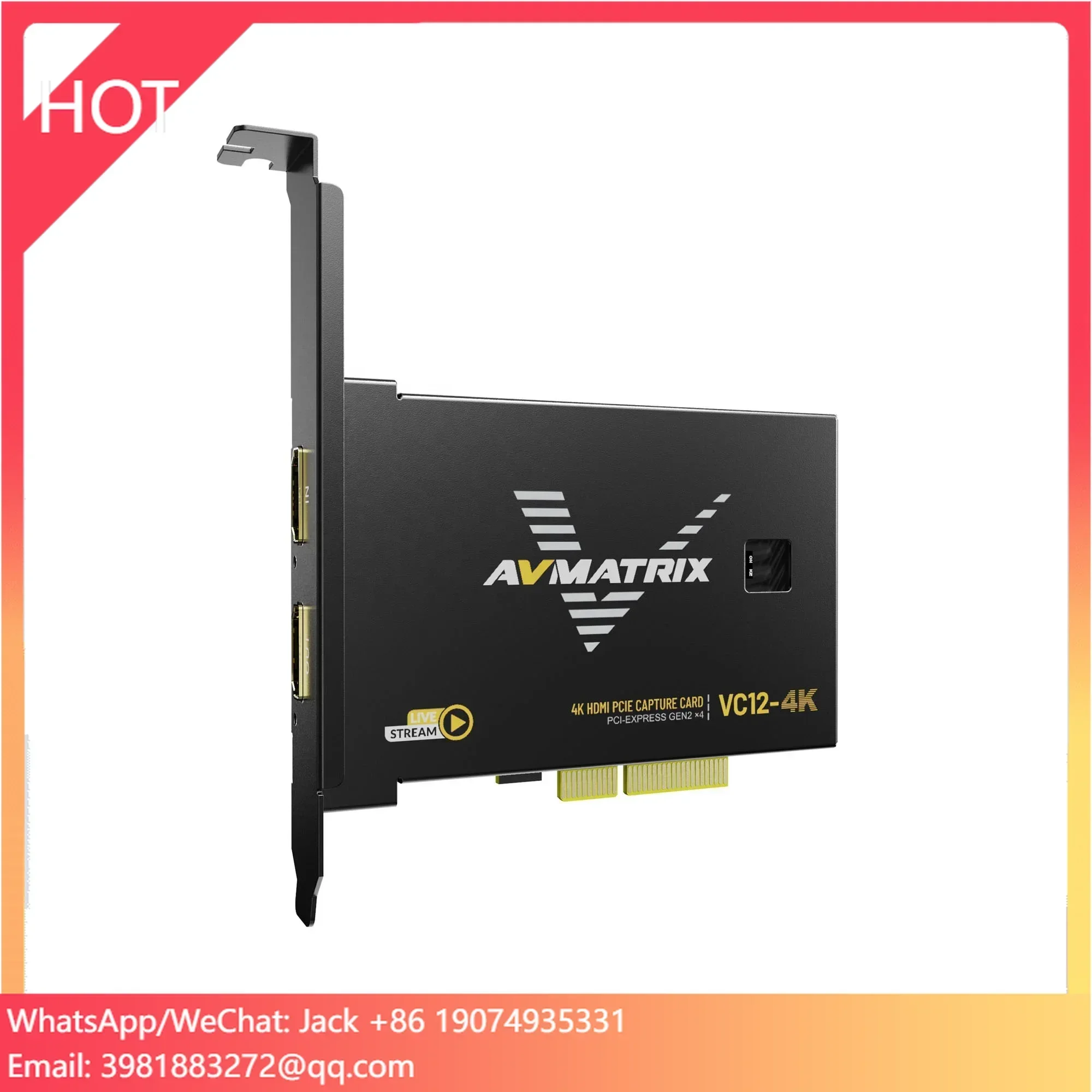 AVMATRIX VC12-4K OBS Video Recorder 4K 60fps PCIe Capture Card for Multiple Live Streaming Broadcast Scenarios