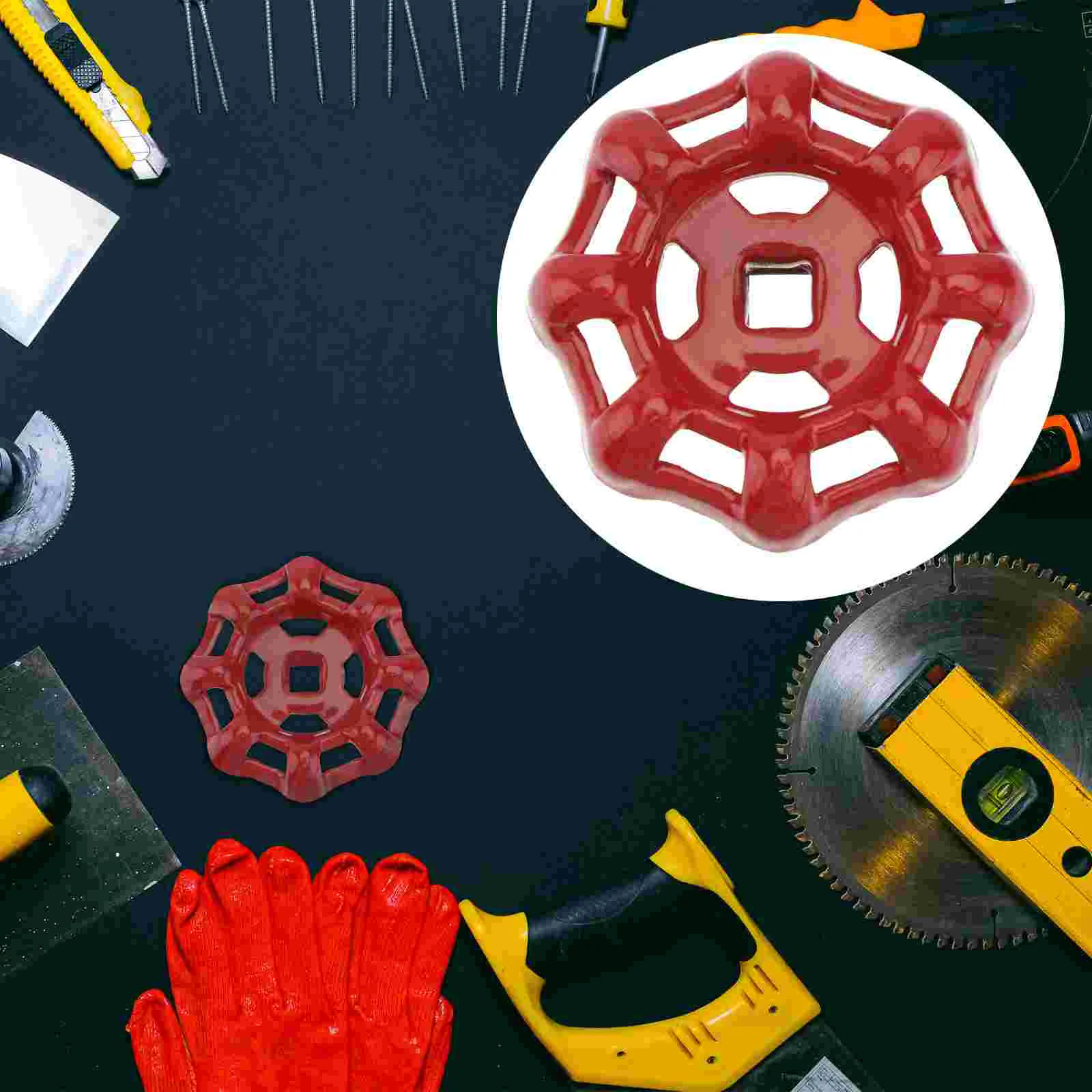 6pcs Red Handle Valve Gate Water Pipe Fitting Cast Iron Brass Fluid Resistance Sealing Easy Open Close Service