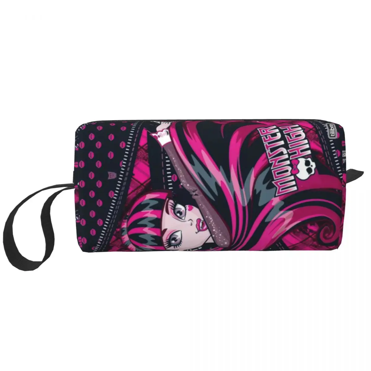 Gothic Vampire Draculaura Cosmetic Bag Women Makeup Bags Monster High Travel Zipper Toiletry Bag Organizer Merch