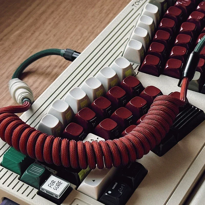 Спиральный кабель TypeC, механическая клавиатура, индивидуальная Ретро цветная схема, спиральный кабель, авиационный кабель, соединительная клавиатура, подарки ремесленников