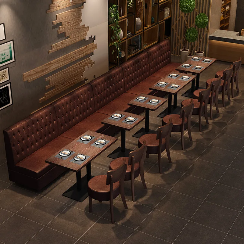 

retro cafe solid wood tables and chairs, western restaurant cake baking shop milk tea shop furniture, wall sofa matching