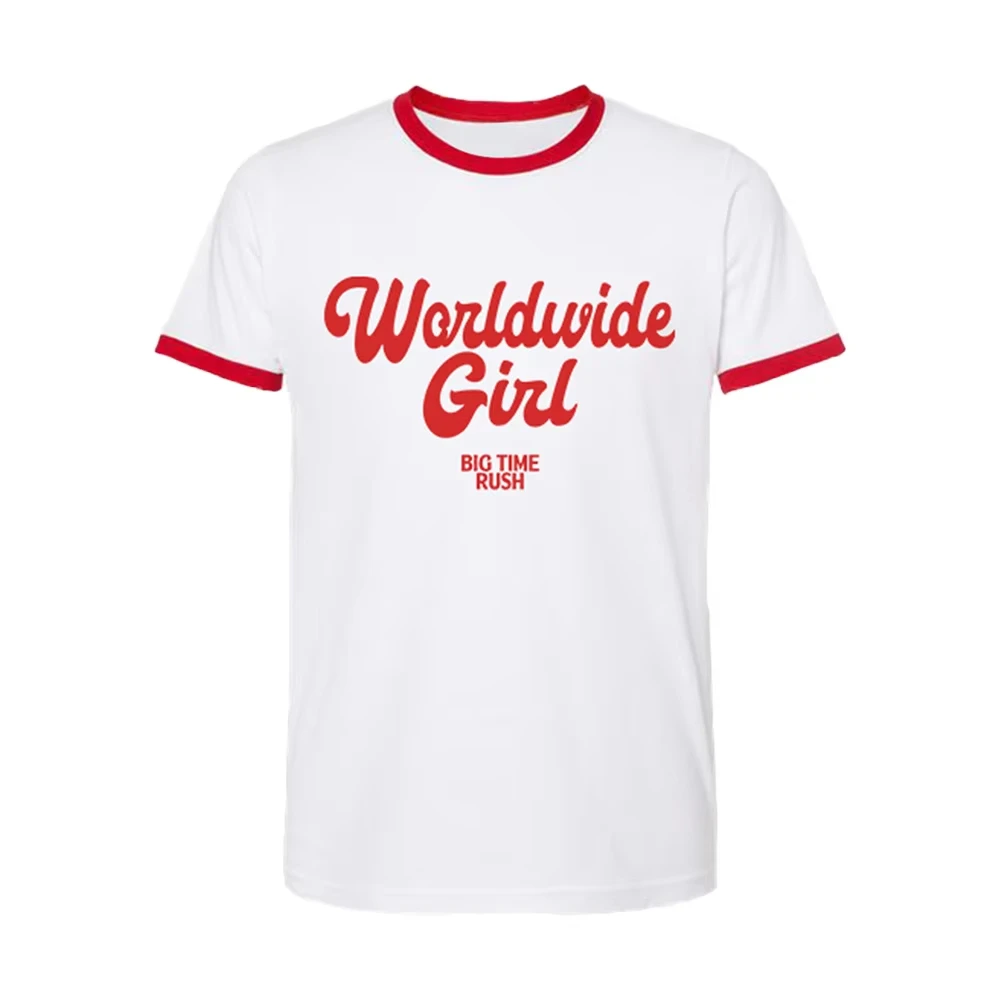 26 BTR Worldwide Girl Tee Big Time Rush Merch Graphic Print Jersey Family Matching T-shirt Suitable for Daily and Training Wear