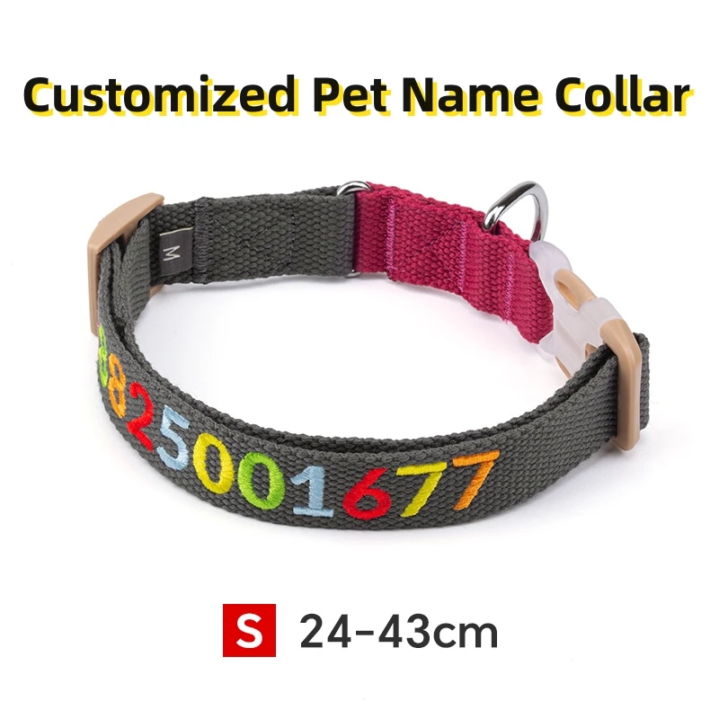 Personalized Custom Dog Collar Customized Embroidery Pet Dog Name Collar Pet Name ID Tags Collars For Small Medium Large Dogs