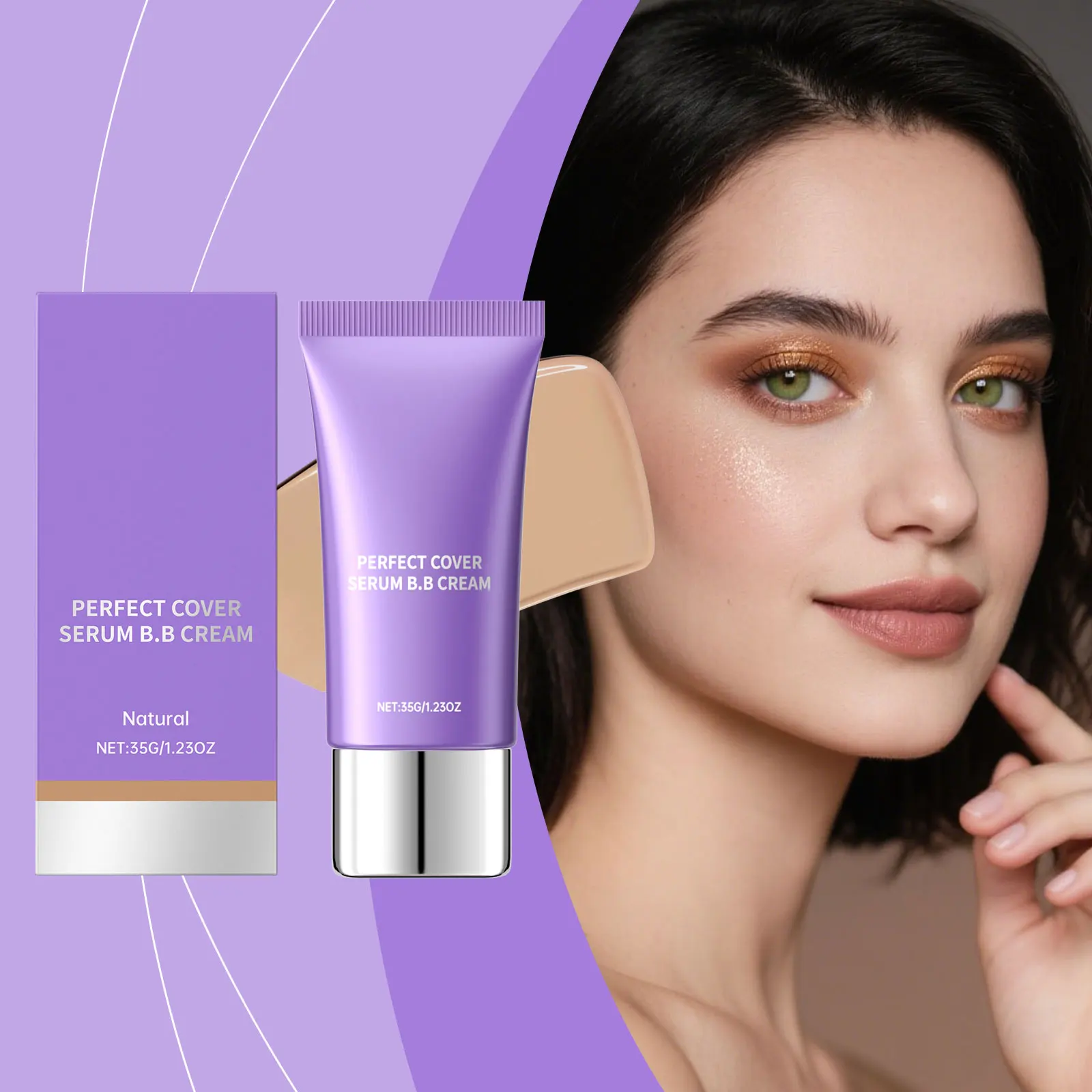 كريم بي بي مقاوم للماء يدوم طويلاً للنساء، مظهر طبيعي قابل للبناء، كريم أساس مرطب خفيف، هدية مكياج للي #5