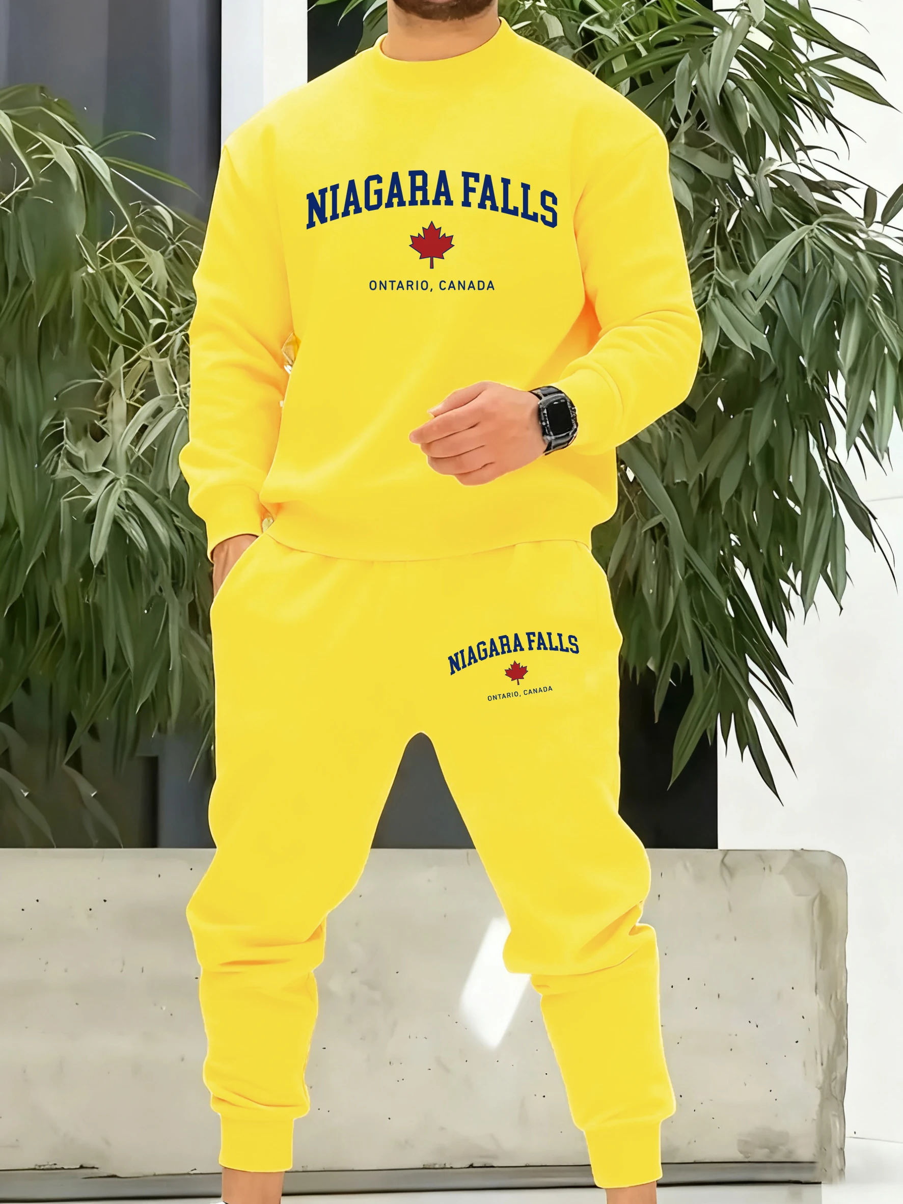 

Niagara Falls Ontario Canada Print Tracksuit Men Simple Soft Pants Vintage Casual Clothes Autumn Fleece Warm Man Sweatshirt