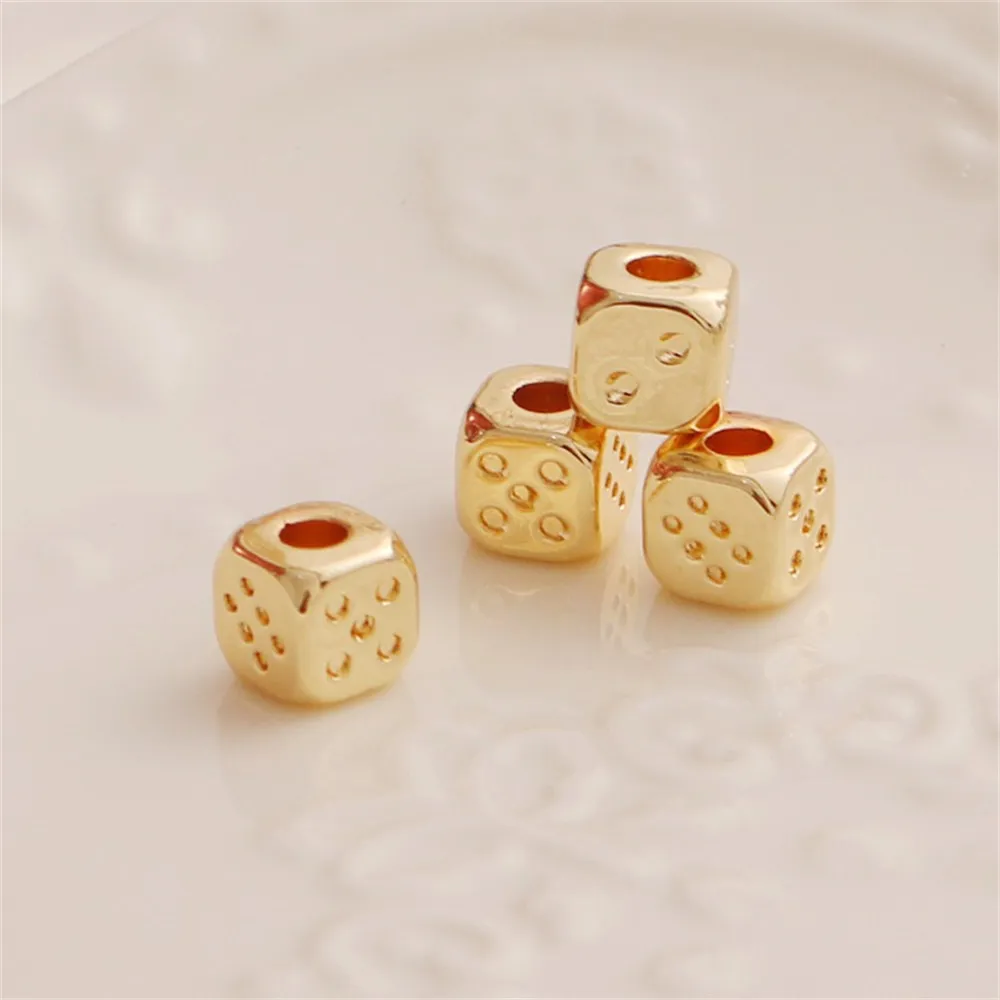 

14k Gold Color Preservation Accessories Large Hole Square Grain Sieve 7mm Bead Hole Bead Bracelet Necklace Gasket Diy Jewelry