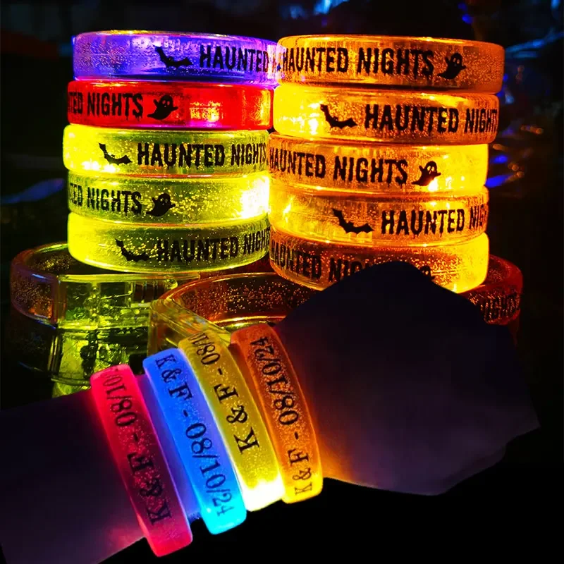 LED Glowing Bangle Neon Light up Wristbands 30/50/80 Pcs Halloween Glow in the Dark Party Supplies for Kids And Adults