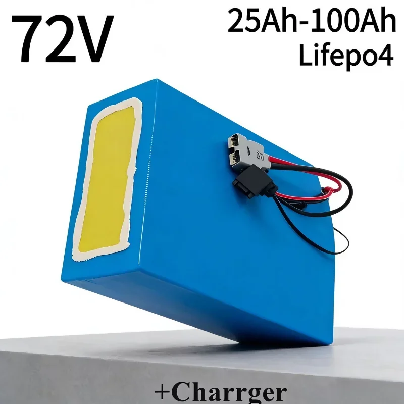 Batterie LiFePO4 72V (40-100Ah) | Chargeur Inclus | BMS Intelligent | Puissance 3000W | Idéale pour Scooter Électrique