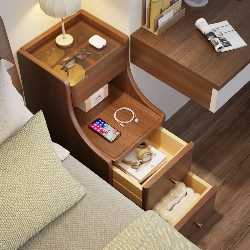 for Bedside Table Removable Small Household Bedroom Ultra Narrow Crevice Light Luxury High End Storage Locker