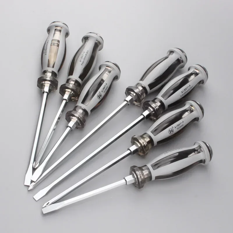 Japanese Style Screwdriver One Pieces Cross Or Slotted Screwdriver Metal Handle Head Can Tap The Word Non-Slip Screwdriver Tool