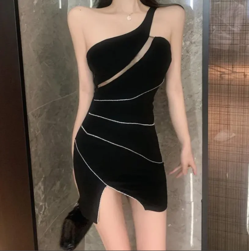 Sukienki wieczorowe Slim Sukienka z wysoką talią dla kobiet Odzież Y2K Street Style Summer New Fashion Sexy Skinny Hotsweet Short Dresses