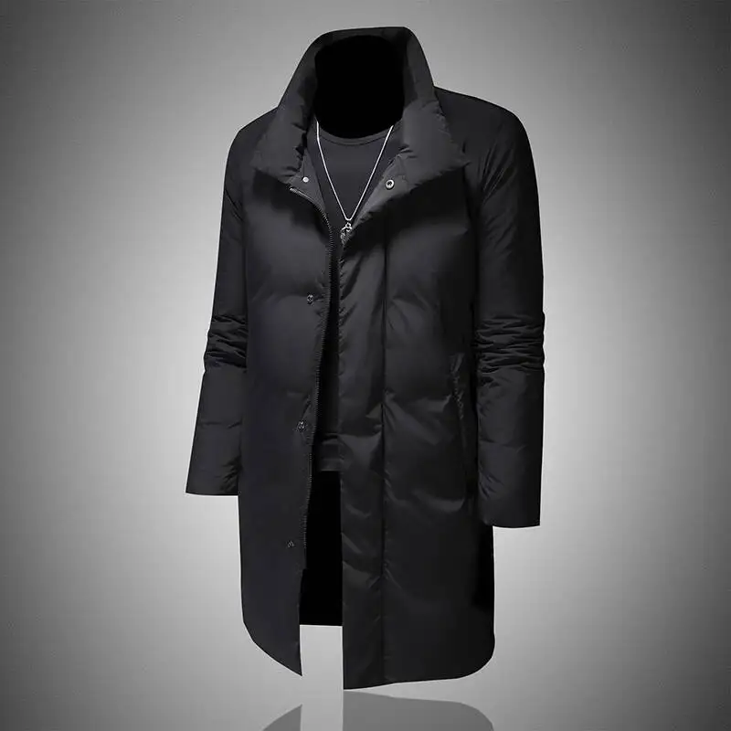 2025 Winter Clothes Duck Down Jacket Men Clothes Down Streetwear Thickened Warm Long Jacket Mens Black Outerwear Kurtka Zimowa