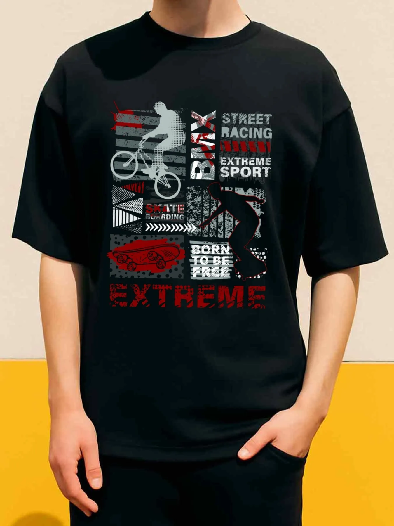 Extreme Street Racing Sport Bicycle Skateboard Graphic T-Shirt 100% Cotton O-Neck Short Sleeve Summer Casual Mens T-shirt